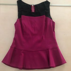 Marciano raspberry and sheer black peplum